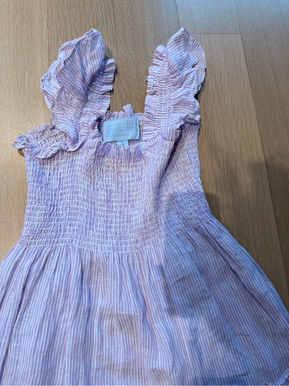 100% Linen Hill House Lavender Smocked Nap Dress sz small - Picture 7 of 8